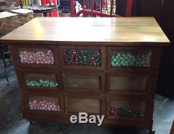 Antique Oak General Store 3 Foot Seed Counter/Cabinet WithDrawers