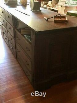 Antique Oak General Store Wood Countertop Cabinet