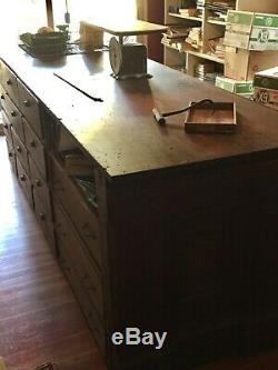 Antique Oak General Store Wood Countertop Cabinet