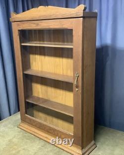 Antique Oak Glass Door Medicine Wall Cabinet Kitchen Spice Chest Shelves