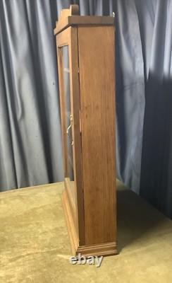 Antique Oak Glass Door Medicine Wall Cabinet Kitchen Spice Chest Shelves