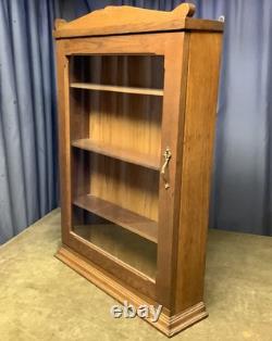 Antique Oak Glass Door Medicine Wall Cabinet Kitchen Spice Chest Shelves