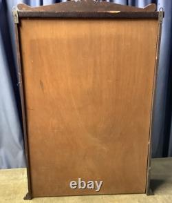 Antique Oak Glass Door Medicine Wall Cabinet Kitchen Spice Chest Shelves