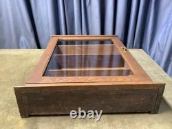 Antique Oak Glass Door Medicine Wall Cabinet Kitchen Spice Chest Shelves