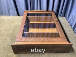 Antique Oak Glass Door Medicine Wall Cabinet Kitchen Spice Chest Shelves