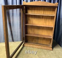 Antique Oak Glass Door Medicine Wall Cabinet Kitchen Spice Chest Shelves