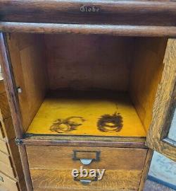 Antique Oak Globe Library Bureau File Stacking Office Cabinet 6 Drawer 1 Door