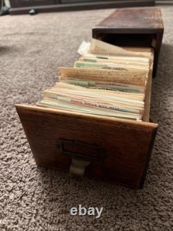 Antique Oak Globe Wernicke Drawer Card File Cabinet Index W Recipe Collection