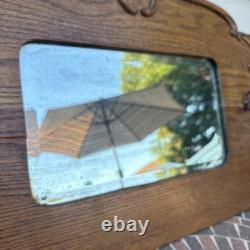 Antique Oak Hall Vebeled Mirror withCoat Hooks