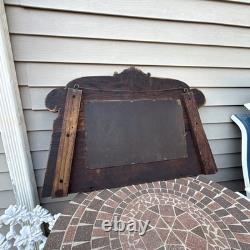 Antique Oak Hall Vebeled Mirror withCoat Hooks