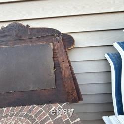Antique Oak Hall Vebeled Mirror withCoat Hooks