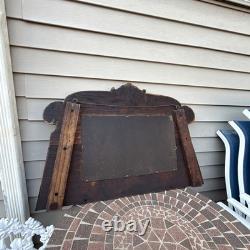 Antique Oak Hall Vebeled Mirror withCoat Hooks