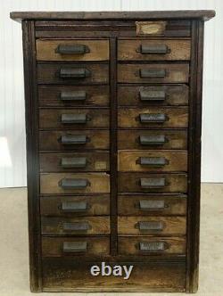 Antique Oak Hamilton Printers Cabinet 20 Dr Original Hardware Vtg Jeweler Craft