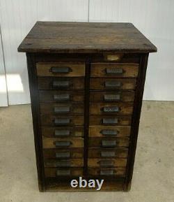 Antique Oak Hamilton Printers Cabinet 20 Dr Original Hardware Vtg Jeweler Craft