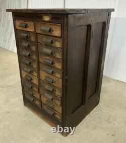 Antique Oak Hamilton Printers Cabinet 20 Dr Original Hardware Vtg Jeweler Craft