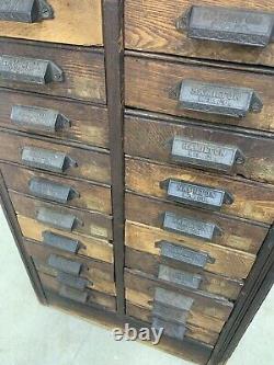 Antique Oak Hamilton Printers Cabinet 20 Dr Original Hardware Vtg Jeweler Craft