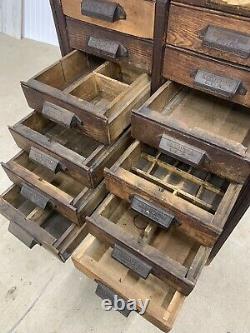 Antique Oak Hamilton Printers Cabinet 20 Dr Original Hardware Vtg Jeweler Craft