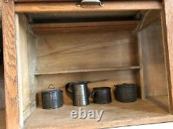 Antique Oak Hoosier Cabinet 1920s Oak with etched glass Sellers American