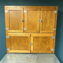 Antique Oak Hoosier Cabinet With Galvanized Pull Out Counter