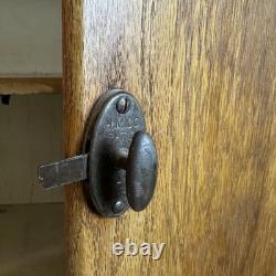 Antique Oak Hoosier Cabinet With Original Flour And Sugar Bins Roll Tambour Zinc