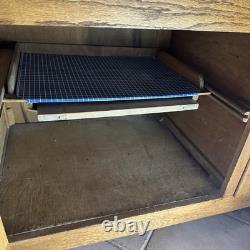 Antique Oak Hoosier Cabinet With Original Flour And Sugar Bins Roll Tambour Zinc