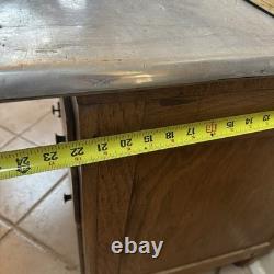 Antique Oak Hoosier Cabinet With Original Flour And Sugar Bins Roll Tambour Zinc