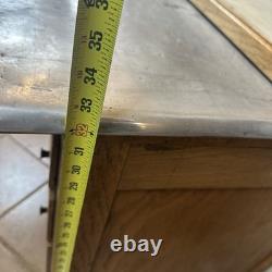 Antique Oak Hoosier Cabinet With Original Flour And Sugar Bins Roll Tambour Zinc