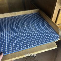 Antique Oak Hoosier Cabinet With Original Flour And Sugar Bins Roll Tambour Zinc