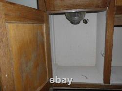 Antique Oak Hoosier Cabinet with Flour Bin and Sifter