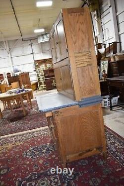 Antique Oak Hoosier Kitchen Cabinet