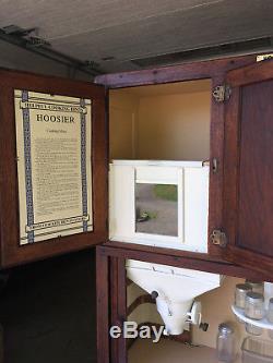 Antique Oak Hoosier Kitchen Cabinet, Flour & Sugar Bins