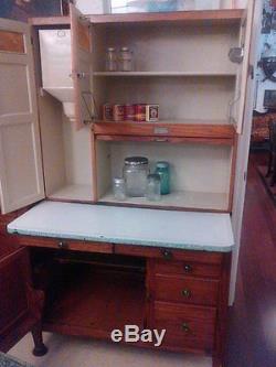 Antique Oak Hoosier Style Cabinet