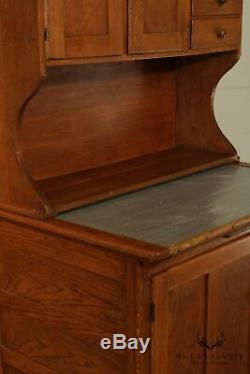 Antique Oak Hoosier Style Country Kitchen Cabinet, Cupboard