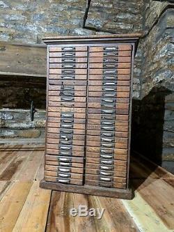 Antique Oak Ledger Cabinet Card Catalog Apothecary Study Office Entryway