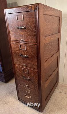 Antique Oak Library Bureau Sole Makers 4-Drawer Letter-Size File Cabinet