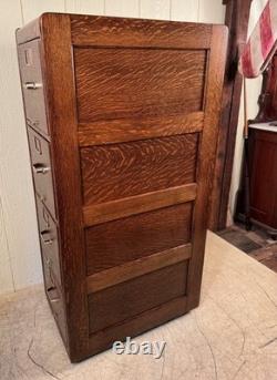 Antique Oak Library Bureau Sole Makers 4-Drawer Letter-Size File Cabinet
