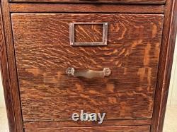 Antique Oak Library Bureau Sole Makers 4-Drawer Letter-Size File Cabinet