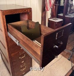 Antique Oak Library Bureau Sole Makers 4-Drawer Letter-Size File Cabinet