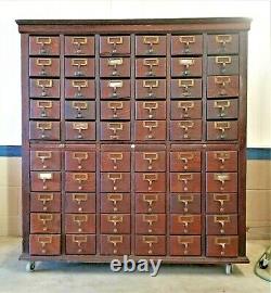 Antique Oak Library Card Catalog with Base