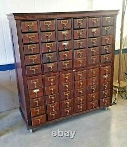 Antique Oak Library Card Catalog with Base