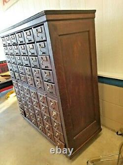 Antique Oak Library Card Catalog with Base