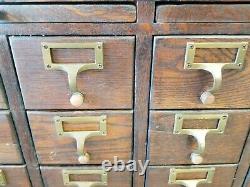 Antique Oak Library Card Catalog with Base