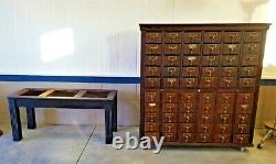 Antique Oak Library Card Catalog with Base