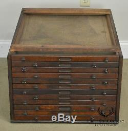Antique Oak Map Cabinet Section