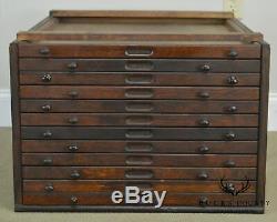 Antique Oak Map Cabinet Section