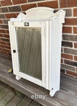 Antique Oak Medicine Apothecary Cabinet Mirror Hanging Bathroom