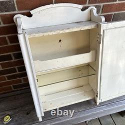 Antique Oak Medicine Apothecary Cabinet Mirror Hanging Bathroom