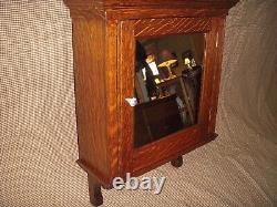 Antique Oak Medicine Cabinet refinished 1900's mirror door wall hanger