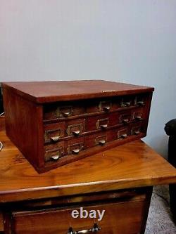 Antique Oak Mercantile Cabinet W C Heller Hardware Storage Fifteen Drawers