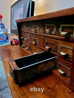 Antique Oak Mercantile Cabinet W C Heller Hardware Storage Fifteen Drawers